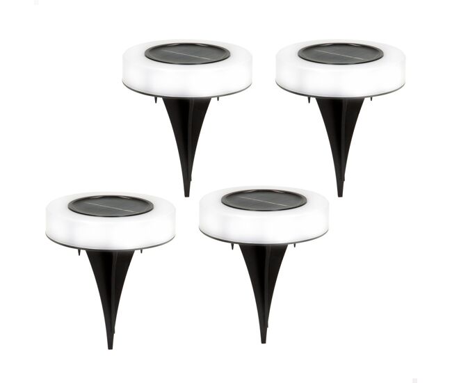 Pack 4 holofotes solares exteriores luz quente led c/farol para jardim aktive