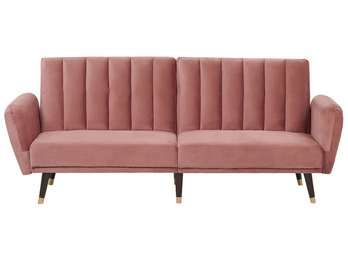 Beliani Sofá cama Terciopelo VIMMERBY Rosa