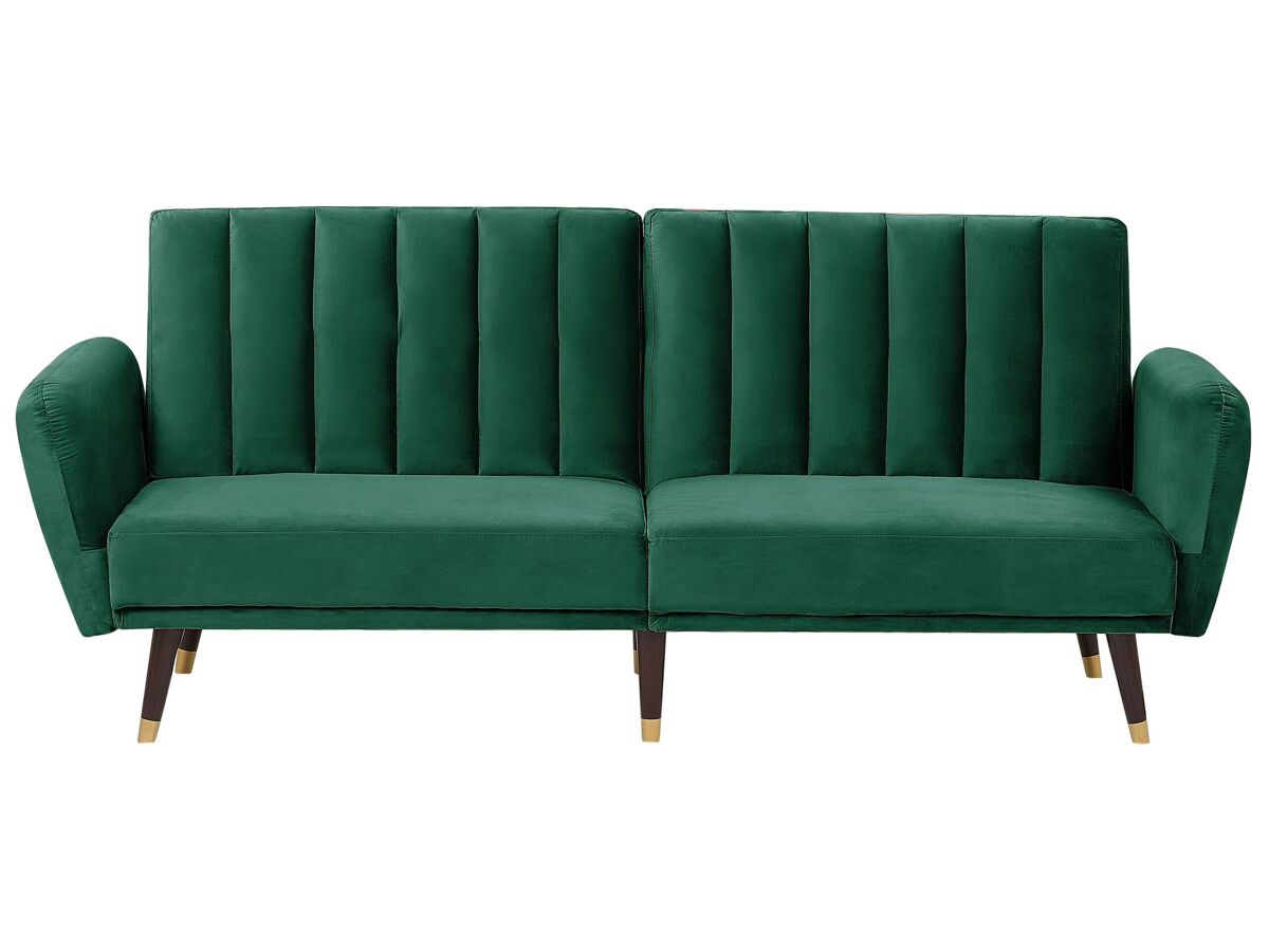 Beliani Sofá cama Terciopelo VIMMERBY Verde Escuro