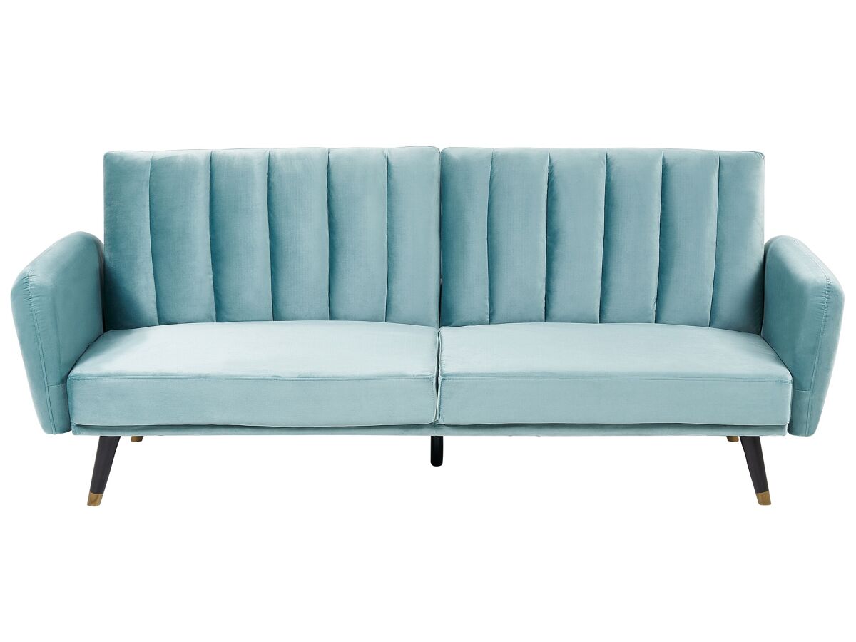 Beliani Sofá cama Terciopelo VIMMERBY Azul Claro