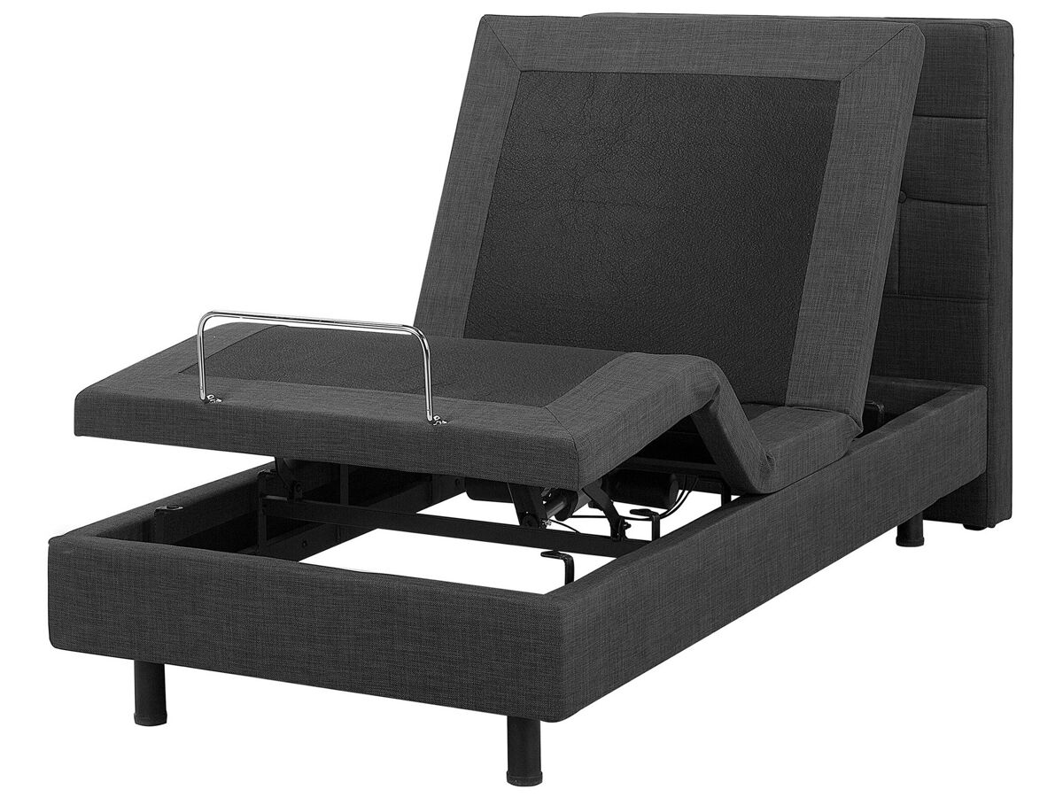 Beliani Cama ajustable Poliéster DUKE 82x216 Cinza Escuro