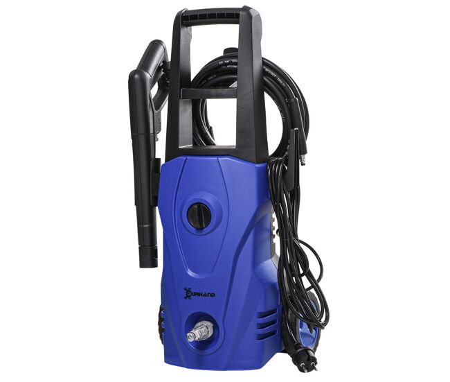 Durhand lavadora de alta pressão 1600w caudal 432 l/h bomba de alumínio pressão de 135 bar mangueira de 6 m inclui garrafas de sabão bocal escova