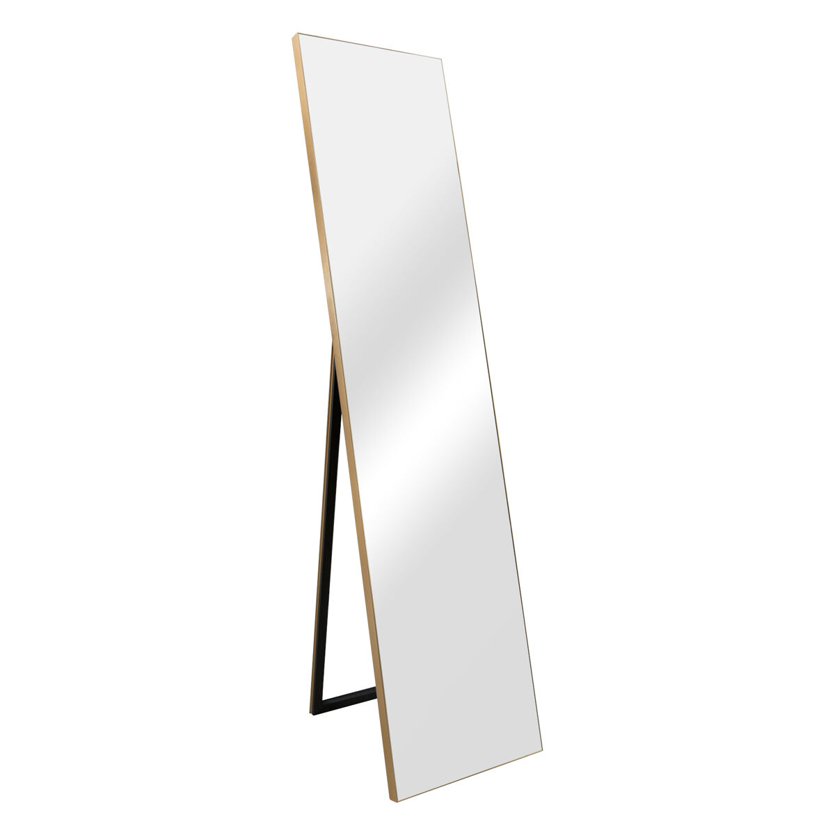 Barletta espelho de pé basculante ajustável de plástico 151 x 36 cm dourado [en.casa].