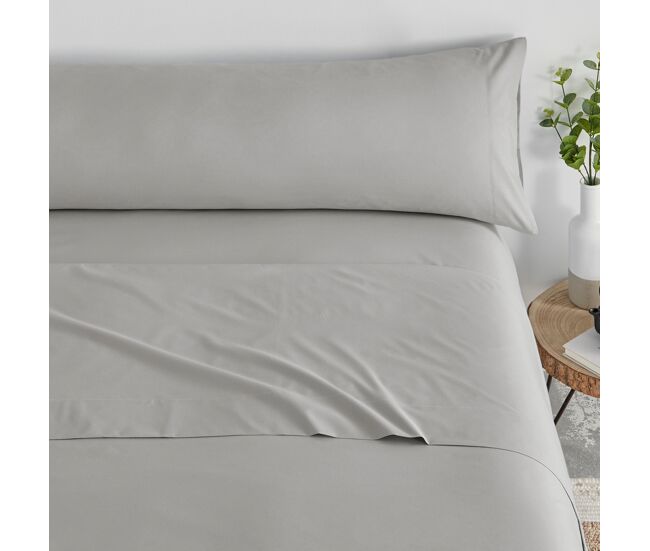 Conjunto de lençóis lisos 3 peças cama 105cm cinza perolado extra macio toque donegal collections