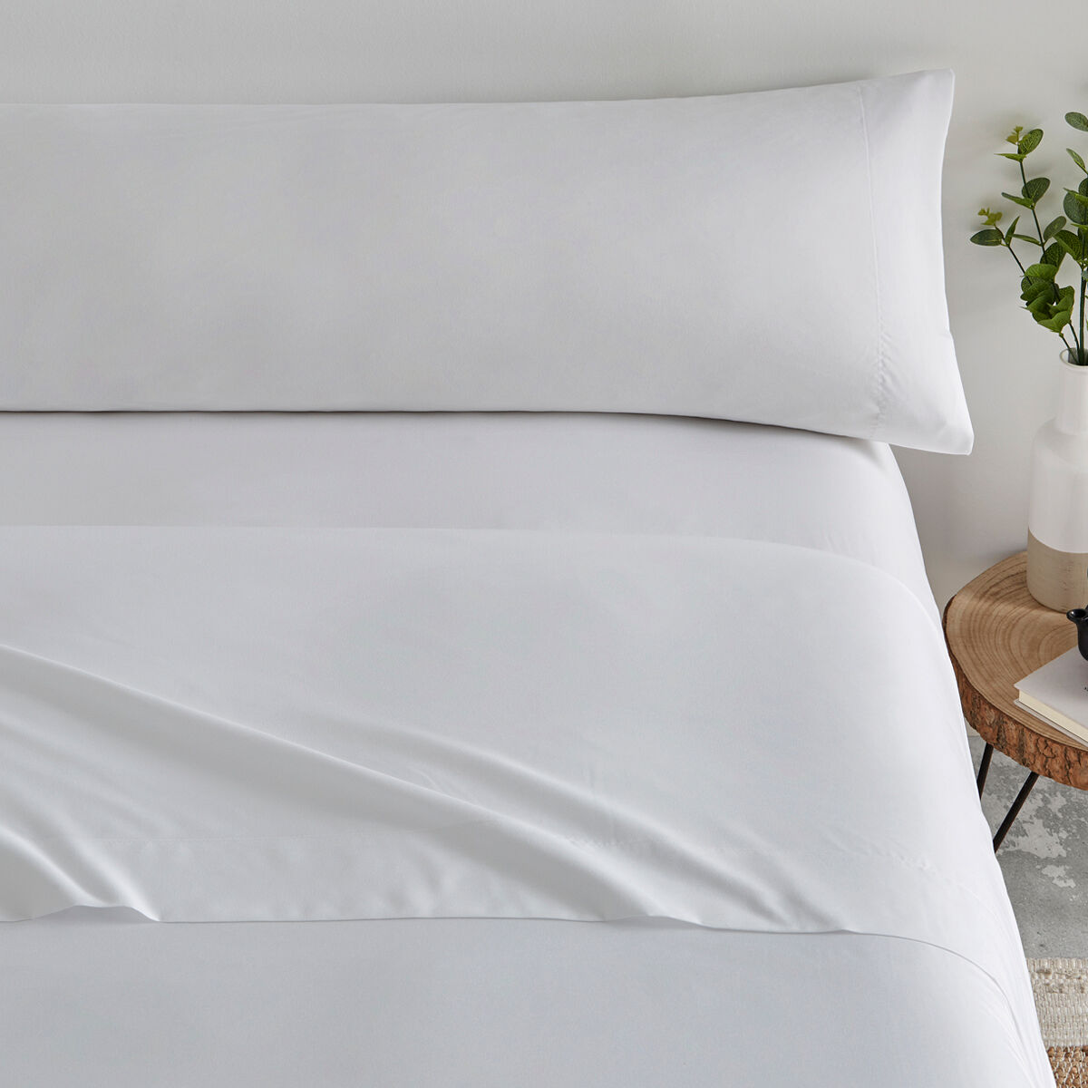 Conjunto de lençóis lisos 3 peças cama 150cm branco extra macio toque donegal collections