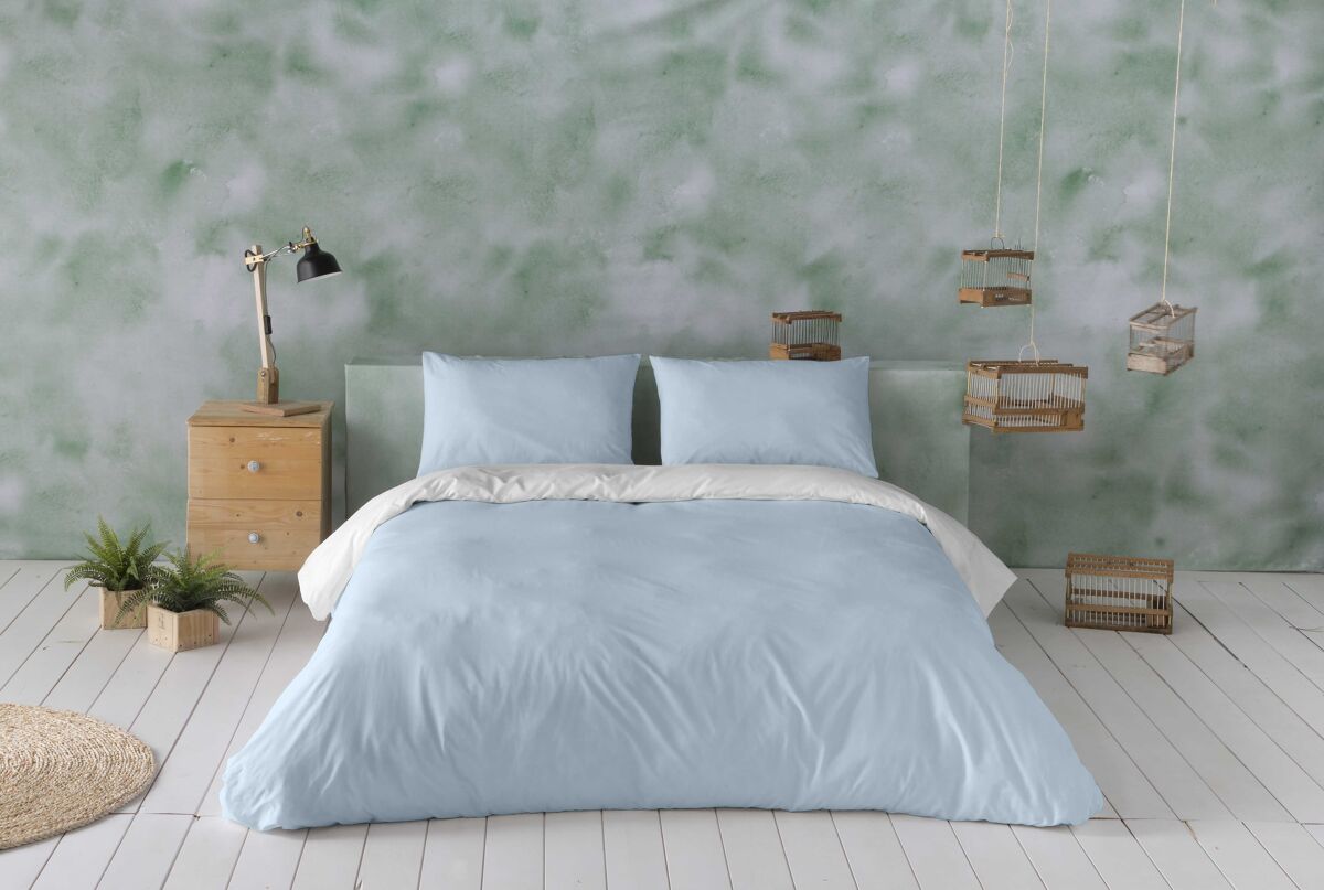 Capa de edredão reversível bicolor azul marinho 76/ cama branca 135
