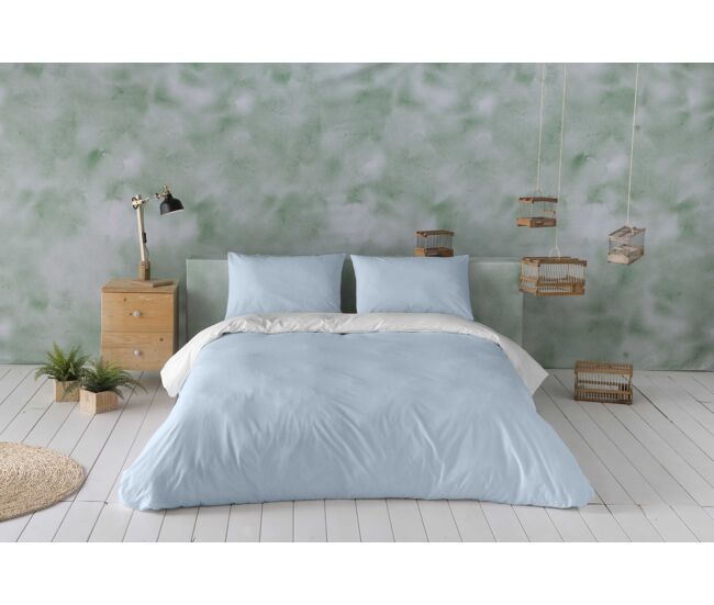 Capa de edredão reversível bicolor azul marinho 76/ cama branca 135