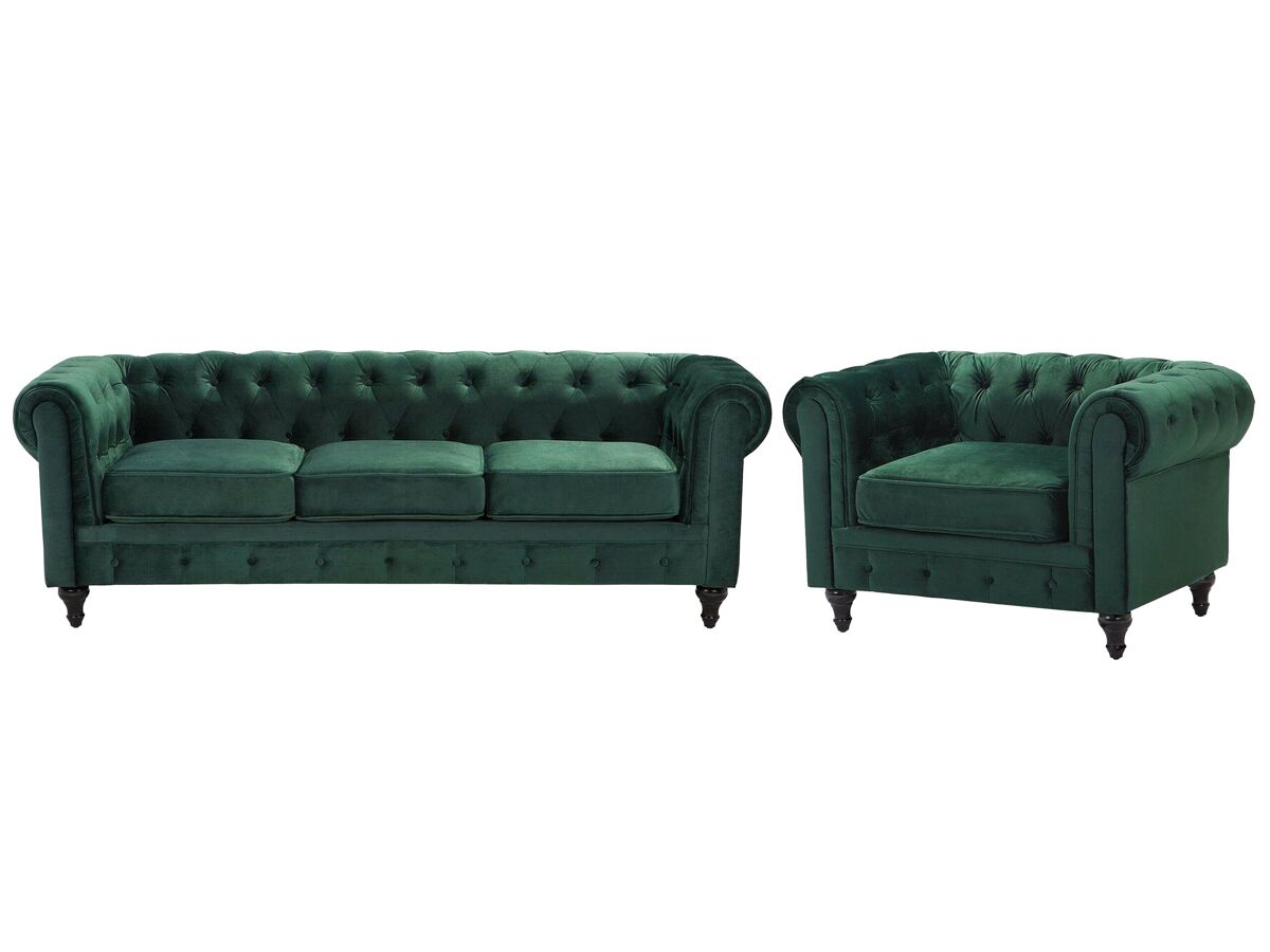Beliani Conjunto de sofás CHESTERFIELD Verde