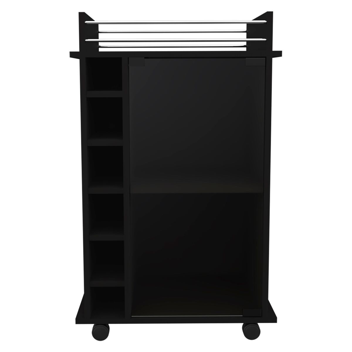 Bar trolley dukat, com rodas e porta de vidro