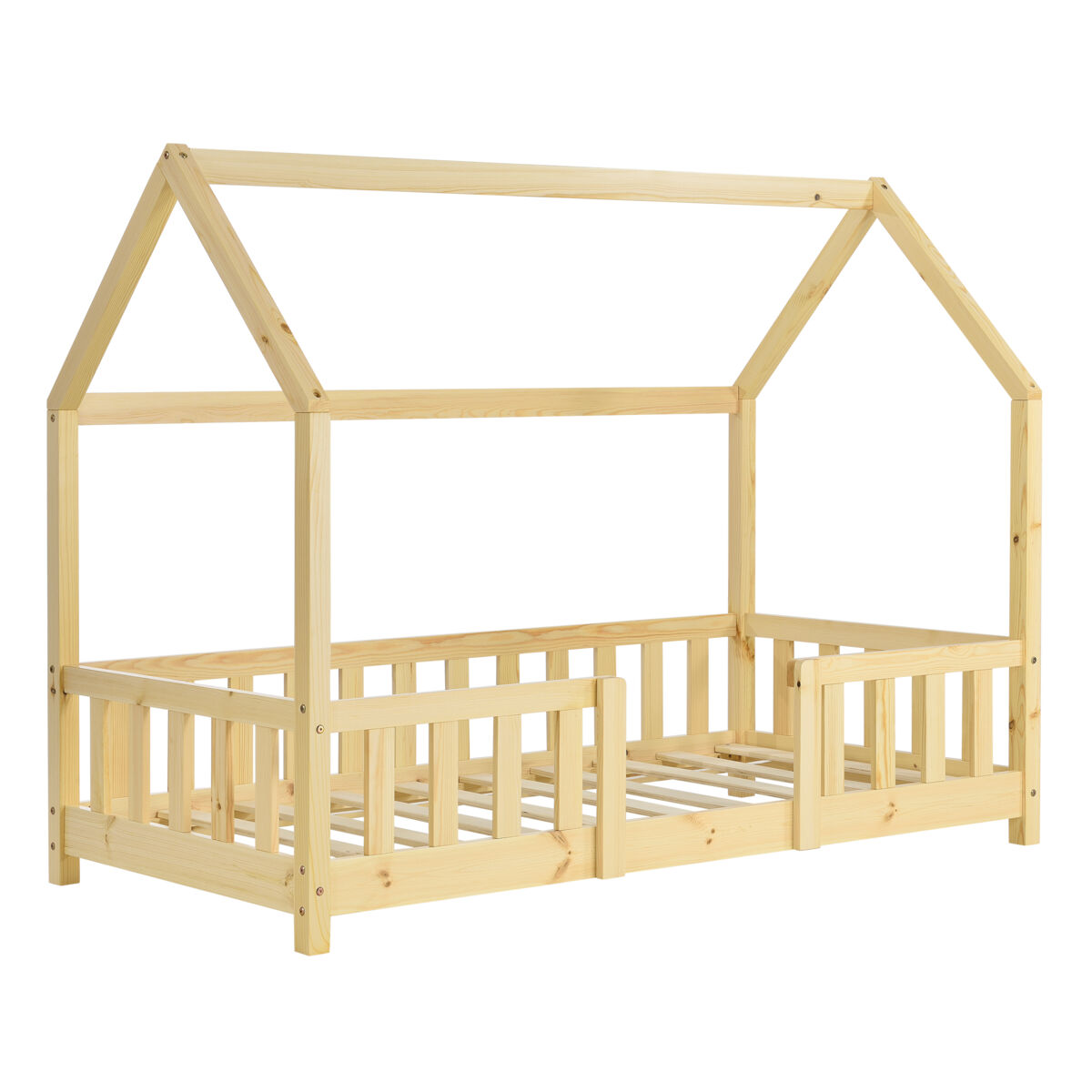 Cama de criança sisimiut pinho forma de casa 70x140 cm pinho natural [en.casa]