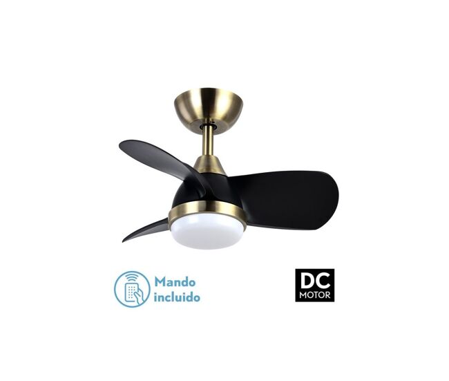 Ventilador de tecto em metal dourado série pirdo 60cm
