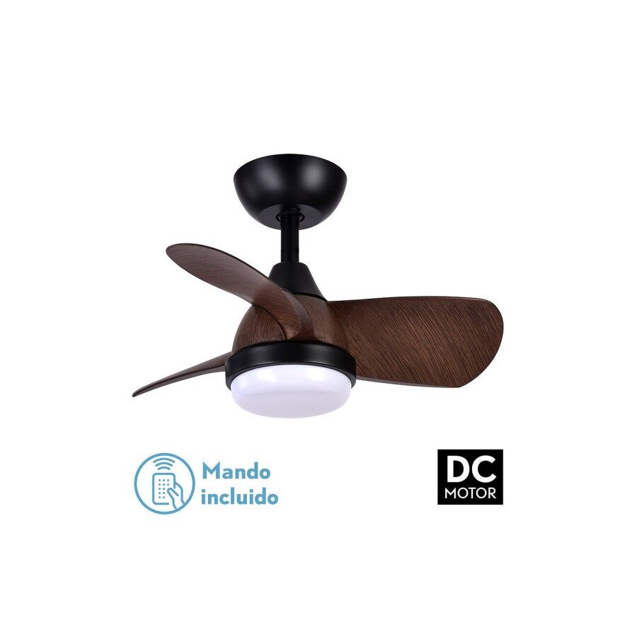 Ventilador de tecto metálico cor preta série pirdo 60cm