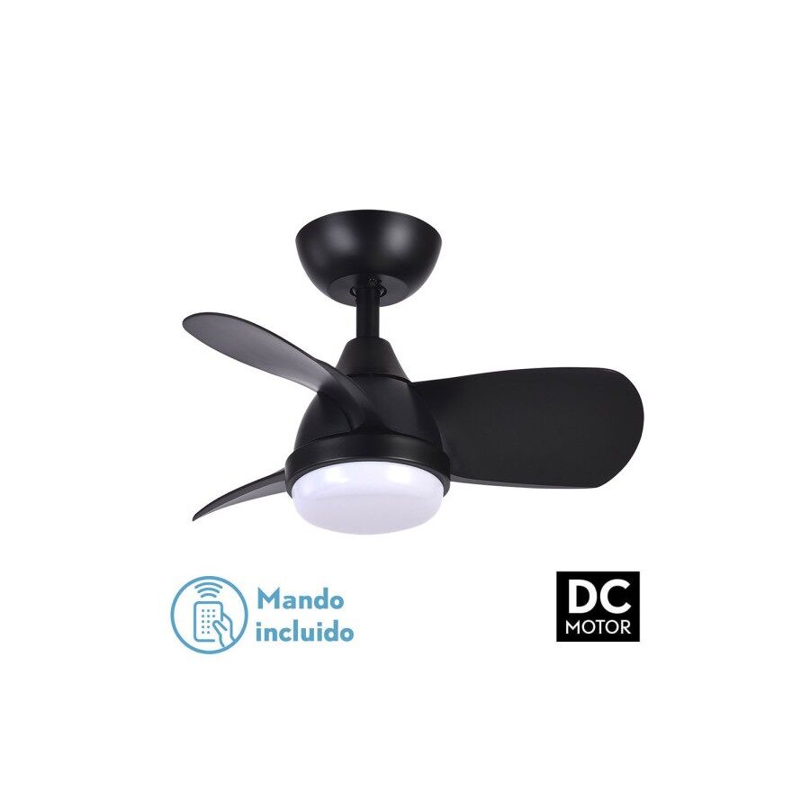 Ventilador de tecto metálico cor preta série pirdo 60cm