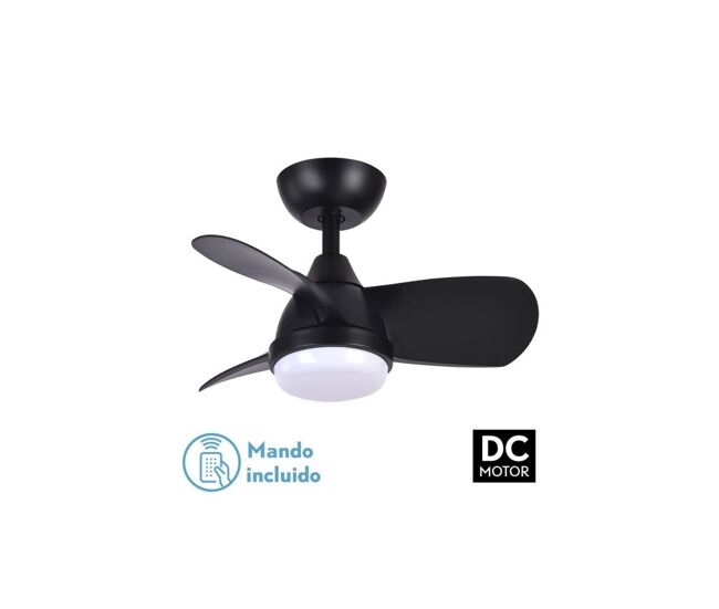 Ventilador de tecto metálico cor preta série pirdo 60cm