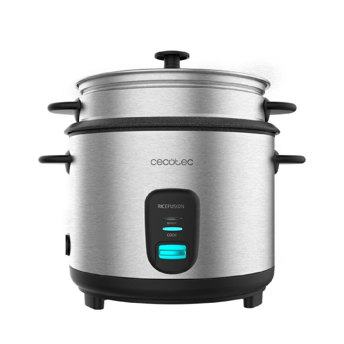 Cecotec panela para arroz de 1,8 litros de capacidade, 700 w de potência e corpo em aço inoxidável.