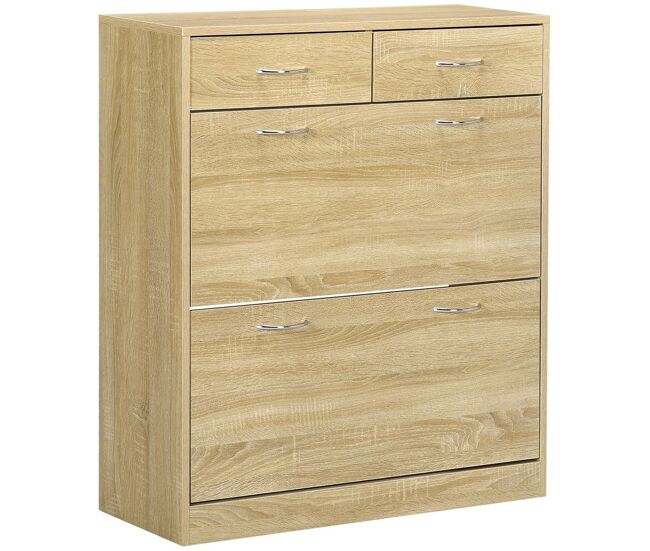 Homcom sapateira móvel para sapatos estreito com 2 compartimentos e 2 gavetas para 12 pares de sapatos para sala de estar entrada corredor 80x30x91,5