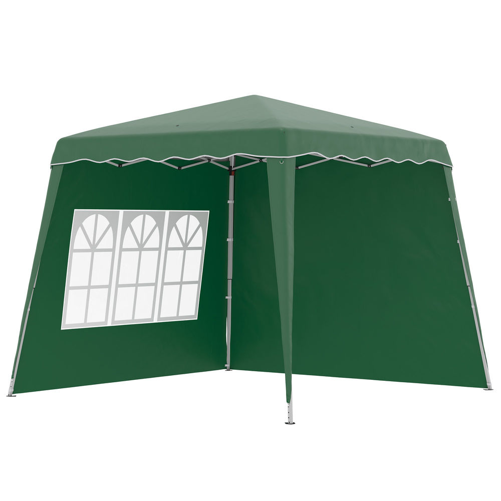 Outsunny tenda dobrável com 2 paredes laterais 2,4x2,4 m tenda de jardim com altura ajustável proteção uv50+ e bolsa de transporte para exteriores