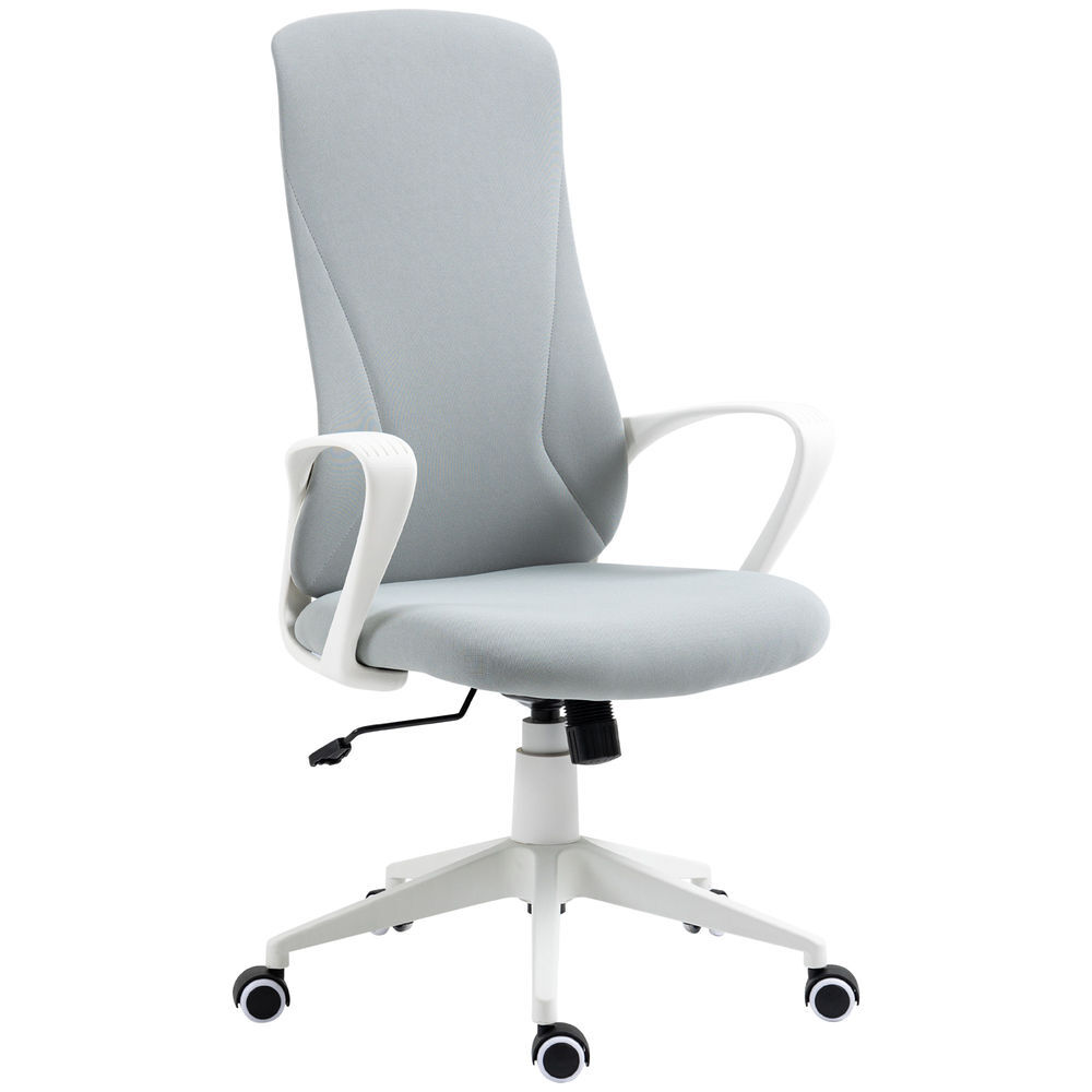 Vinsetto cadeira de escritório giratória com altura ajustável cadeira de escritório ergonómica com apoio para os braços função de inclinação e encosto alto para sala de estar dormitório 62x56x110-119,5 cm gris
