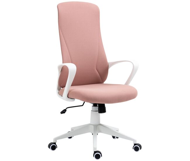 Vinsetto cadeira de escritório giratória com altura ajustável cadeira de escritório ergonómica com apoio para os braços função de inclinação e encosto alto para sala de estar dormitório 62x56x110-119,5 cm rosa