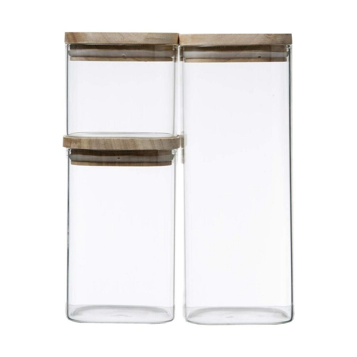 Conjunto de 3 potes secret de gourmet empilhável transparente vidro