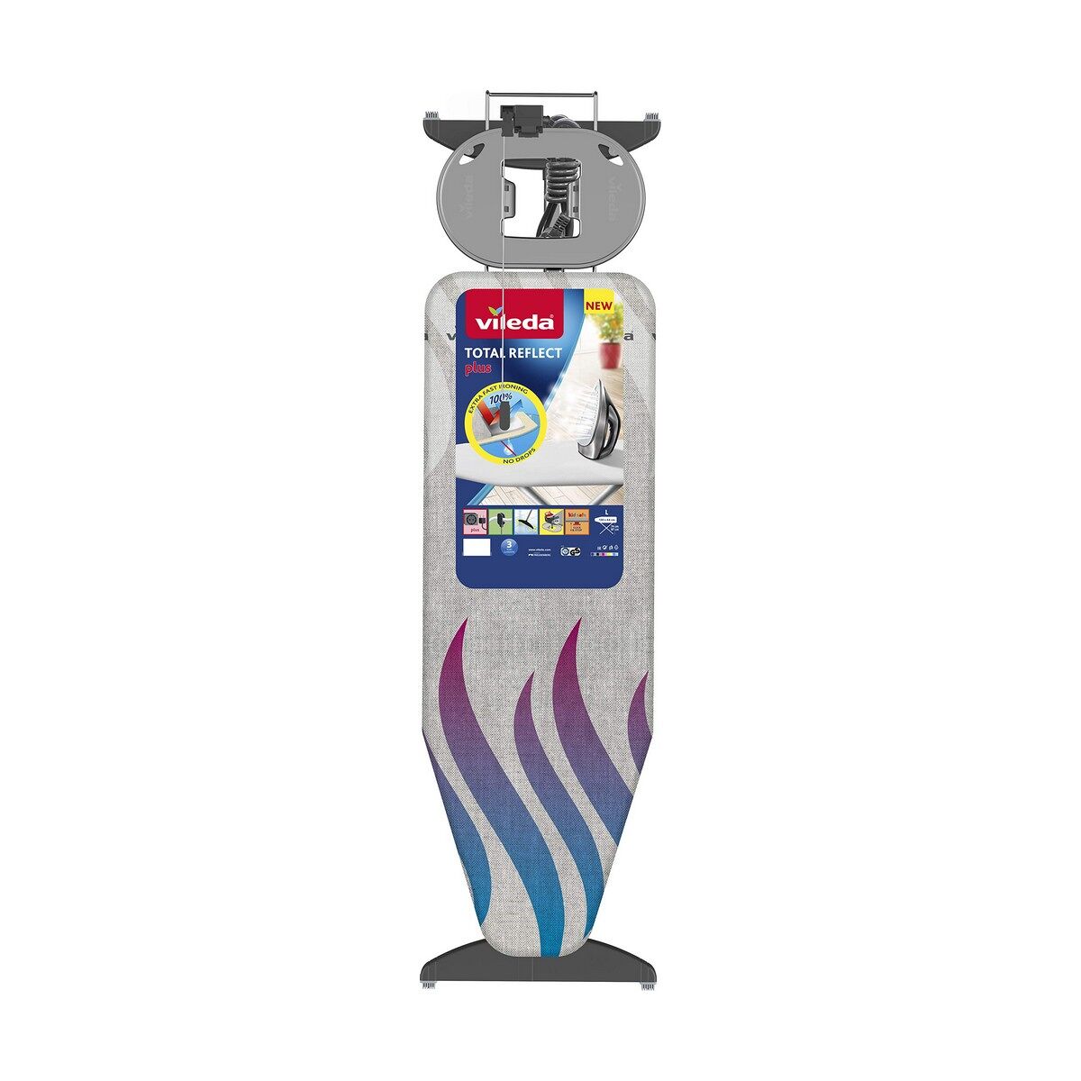 Tábua de engomar vileda total reflect plus gris acier inox (130 x 44 cm)