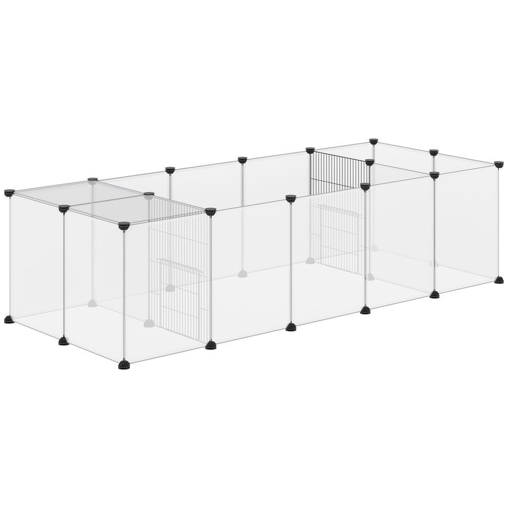 Pawhut cercado modular para animais diy com 20 painéis de resina jaula para cobaias e ouriços 175x70x45 cm branco