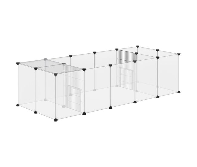 Pawhut cercado modular para animais diy com 20 painéis de resina jaula para cobaias e ouriços 175x70x45 cm branco