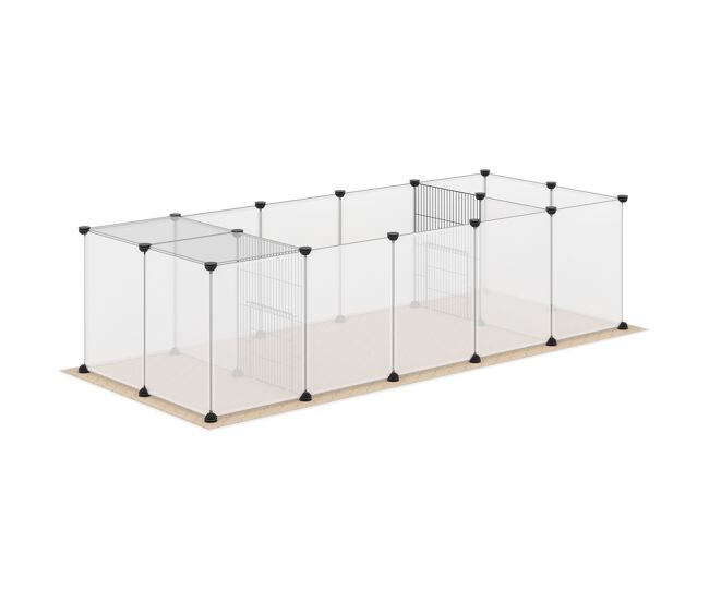 Pawhut cerca para animais diy com esteira parque para pequenos animais com 20 painéis de resina gaiola modular para porquinhos-da-índia e ouriços