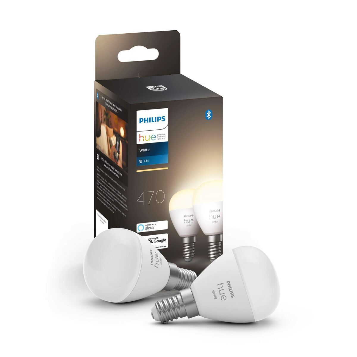 Lâmpada inteligente philips bombilla esférica p45 e14 pack de 2
