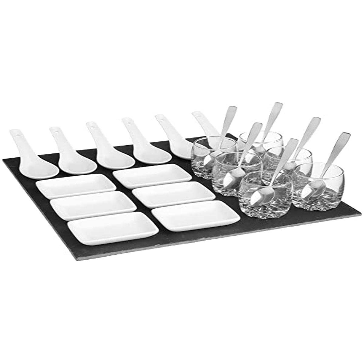 Conjunto para aperitivos secret de gourmet preto ardósia (30 x 30 cm)