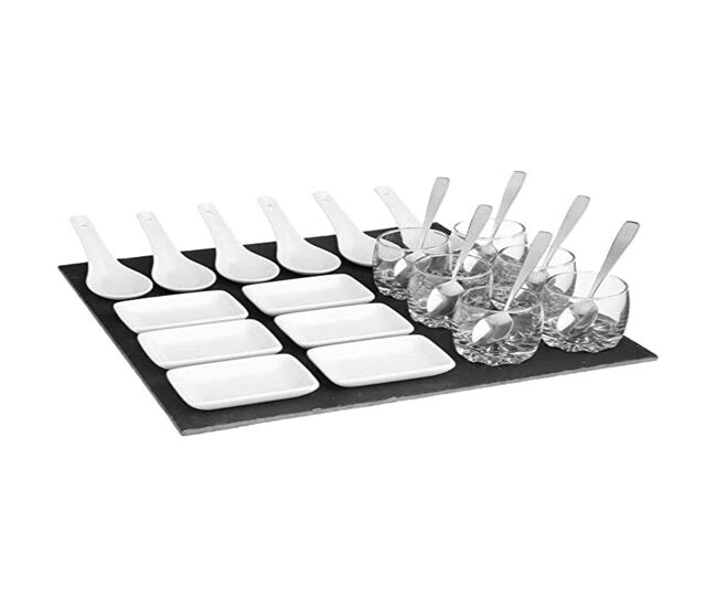 Conjunto para aperitivos secret de gourmet preto ardósia (30 x 30 cm)