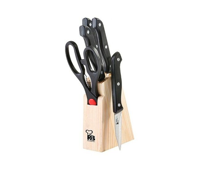 Conjunto de facas de cozinha e suporte renberg bonn aço inoxidável (6 pcs)