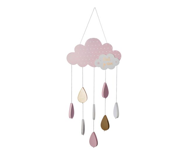 Carrossel para berço atmosphera nuvens cor de rosa madeira mdf