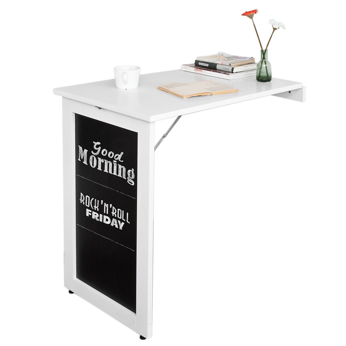 Sobuy mesa de parede dobrável, secretária de parede, com frente para quadro branco fwt20-w
