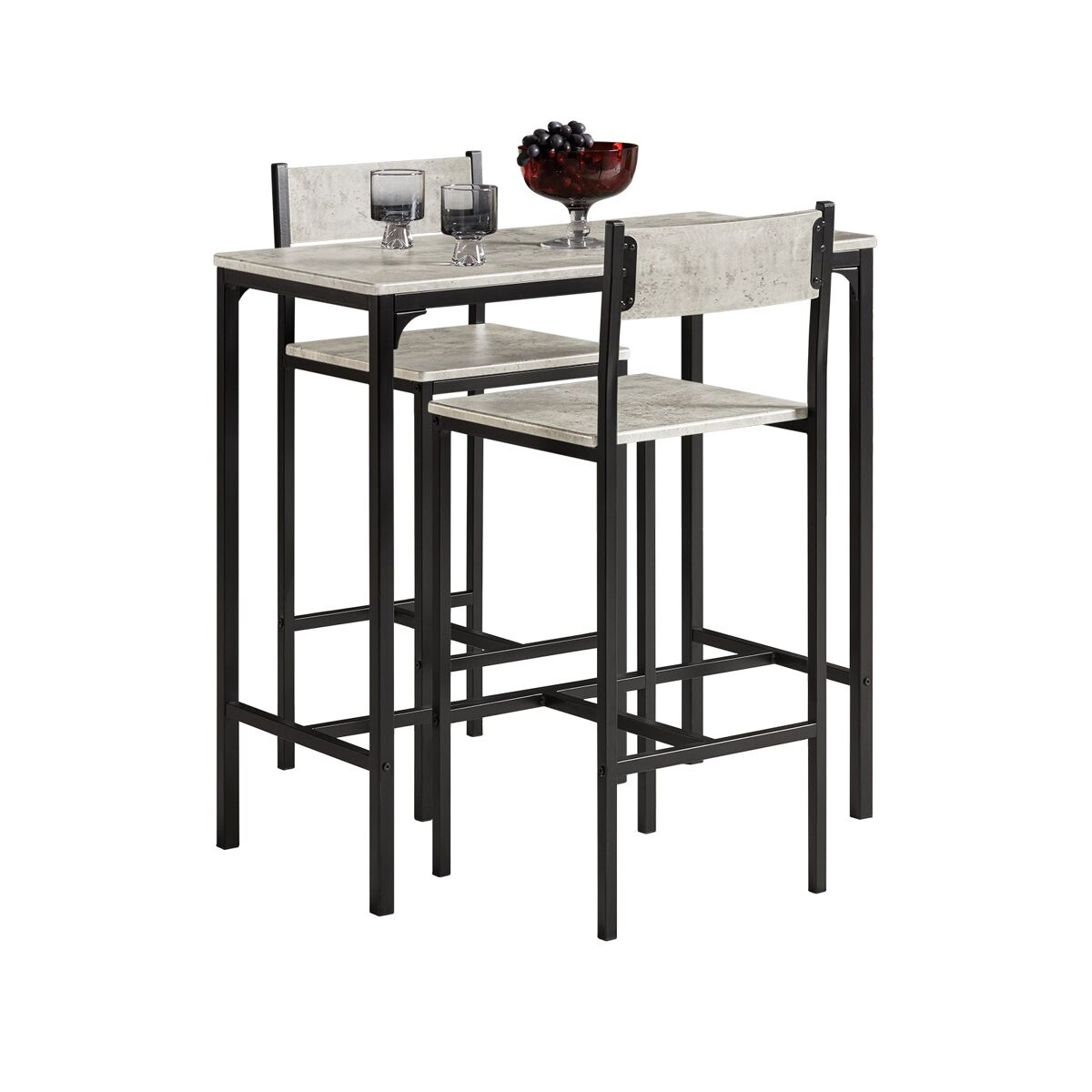 Mesa de bar alta e 2 bancos com encosto OGT03-HG SoBuy