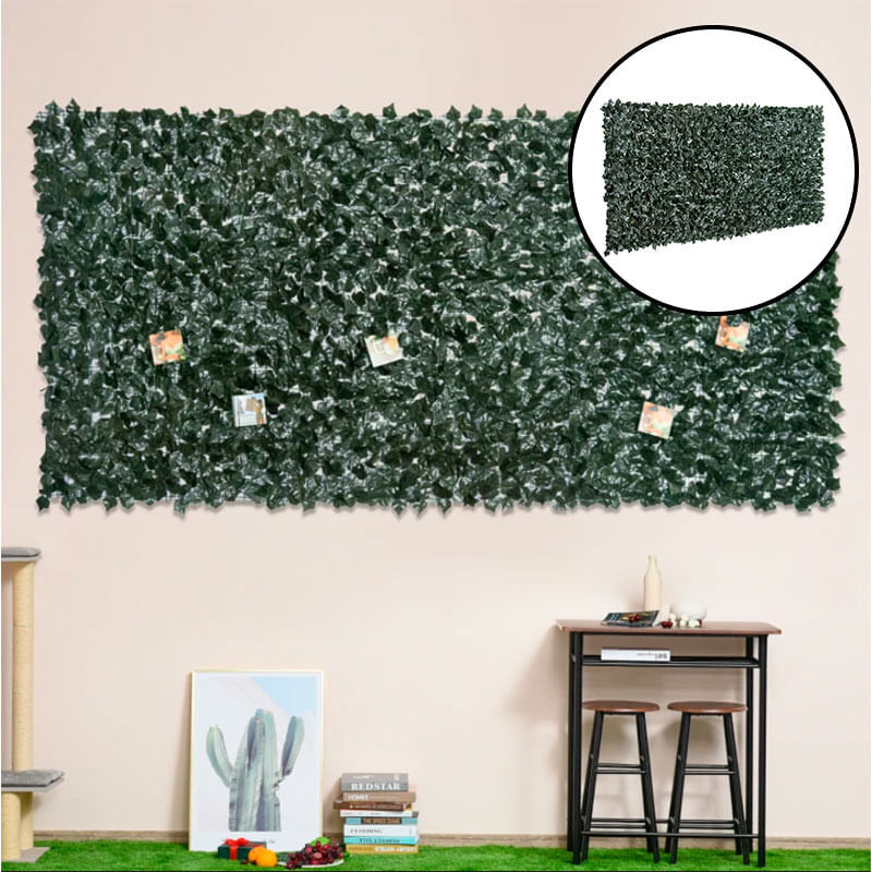 Outsunny vedação artificial em rolo 3,1,5m vedação de privacidade para balcão jardim exterior planta decorativa de parede pe verde