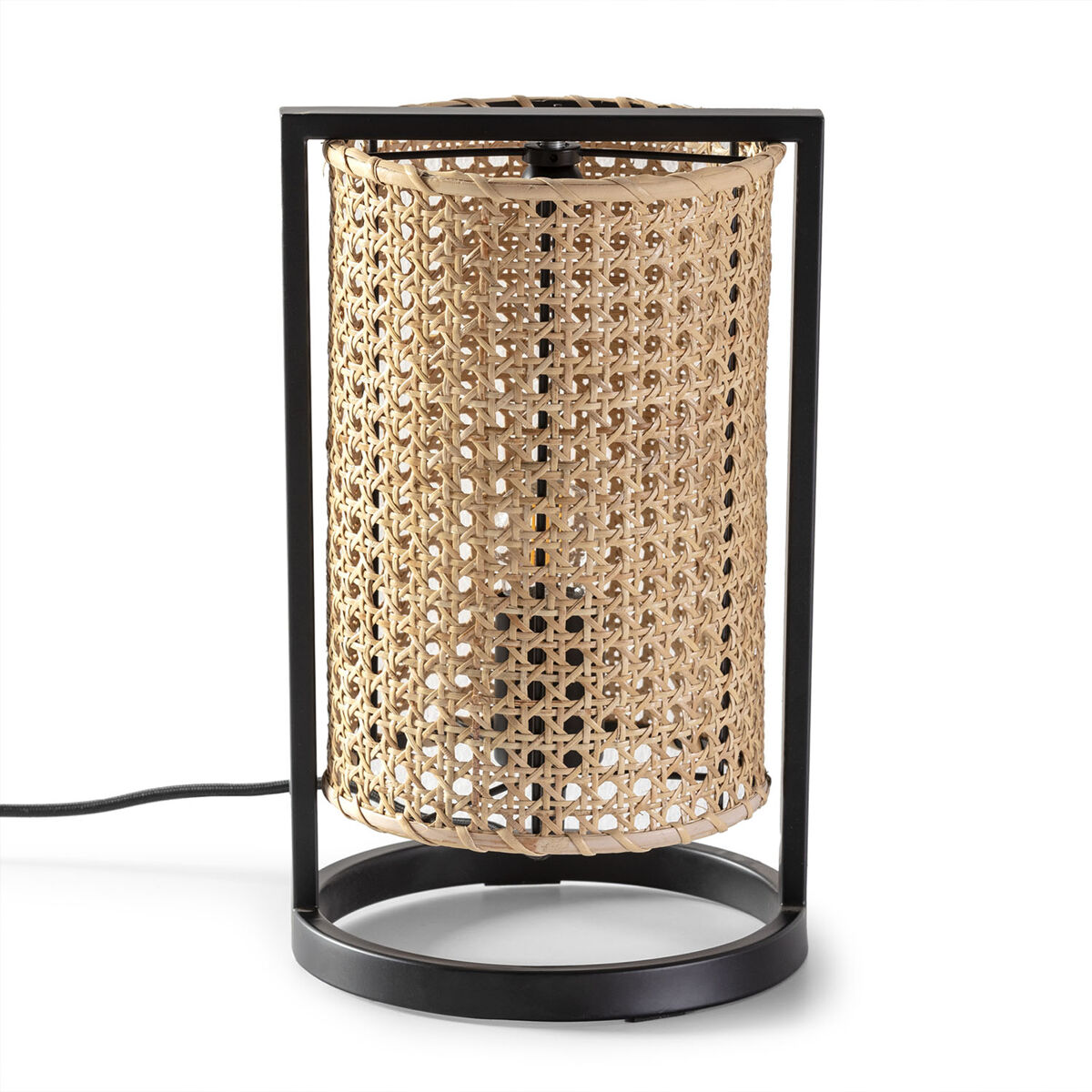 Candeeiro de mesa isao em rattan natural, diâmetro 20 cm