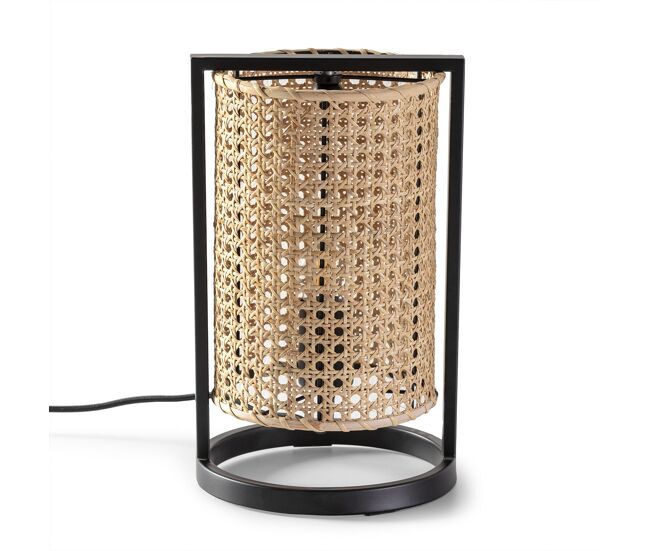 Candeeiro de mesa isao em rattan natural, diâmetro 20 cm