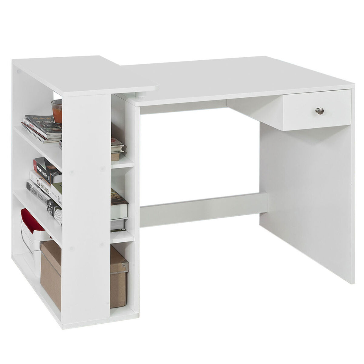 Sobuy Secretária Com 1 Gaveta E 4 Prateleiras Fwt35-W Branco