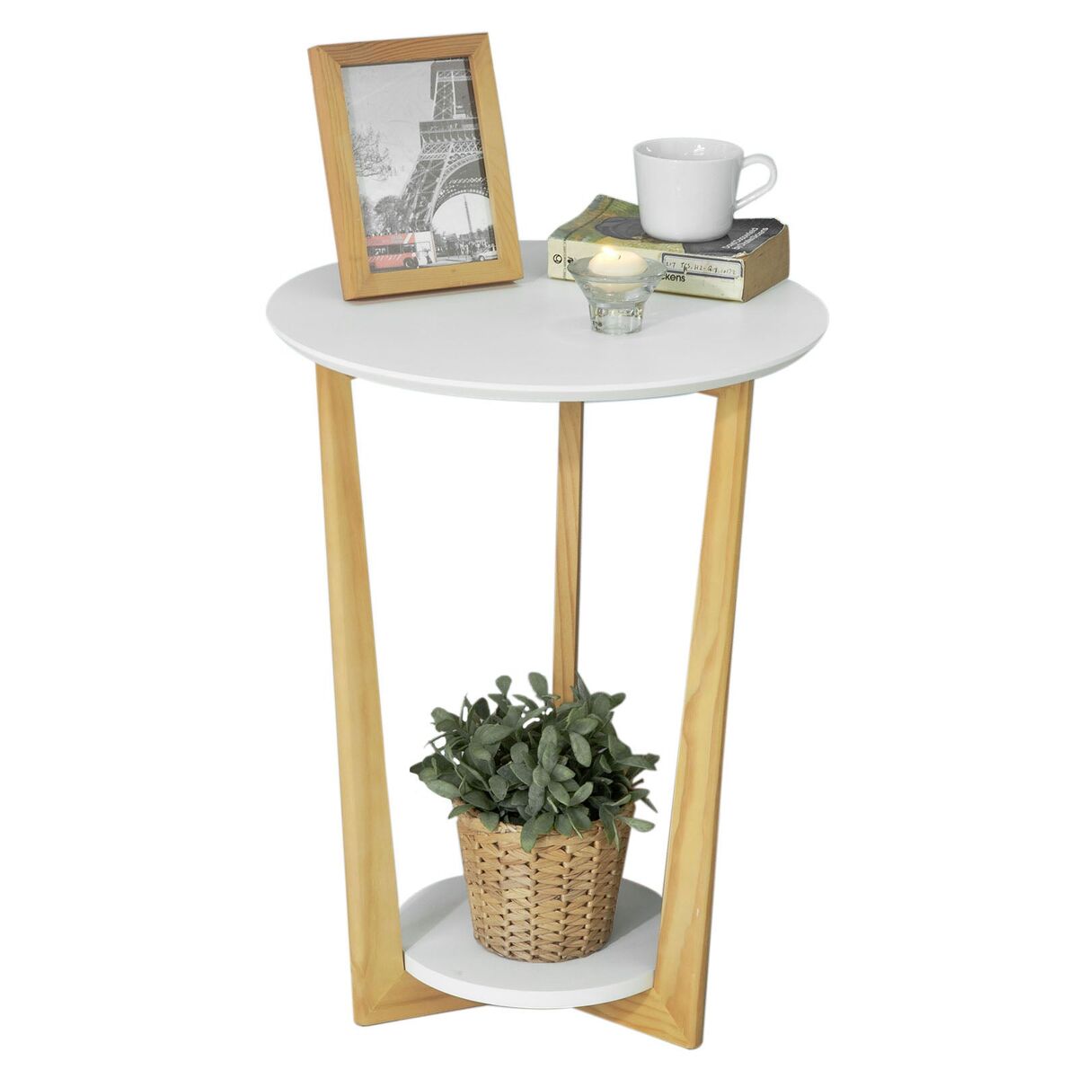 Mesa de apoio com 2 prateleiras FBT52-WN SoBuy