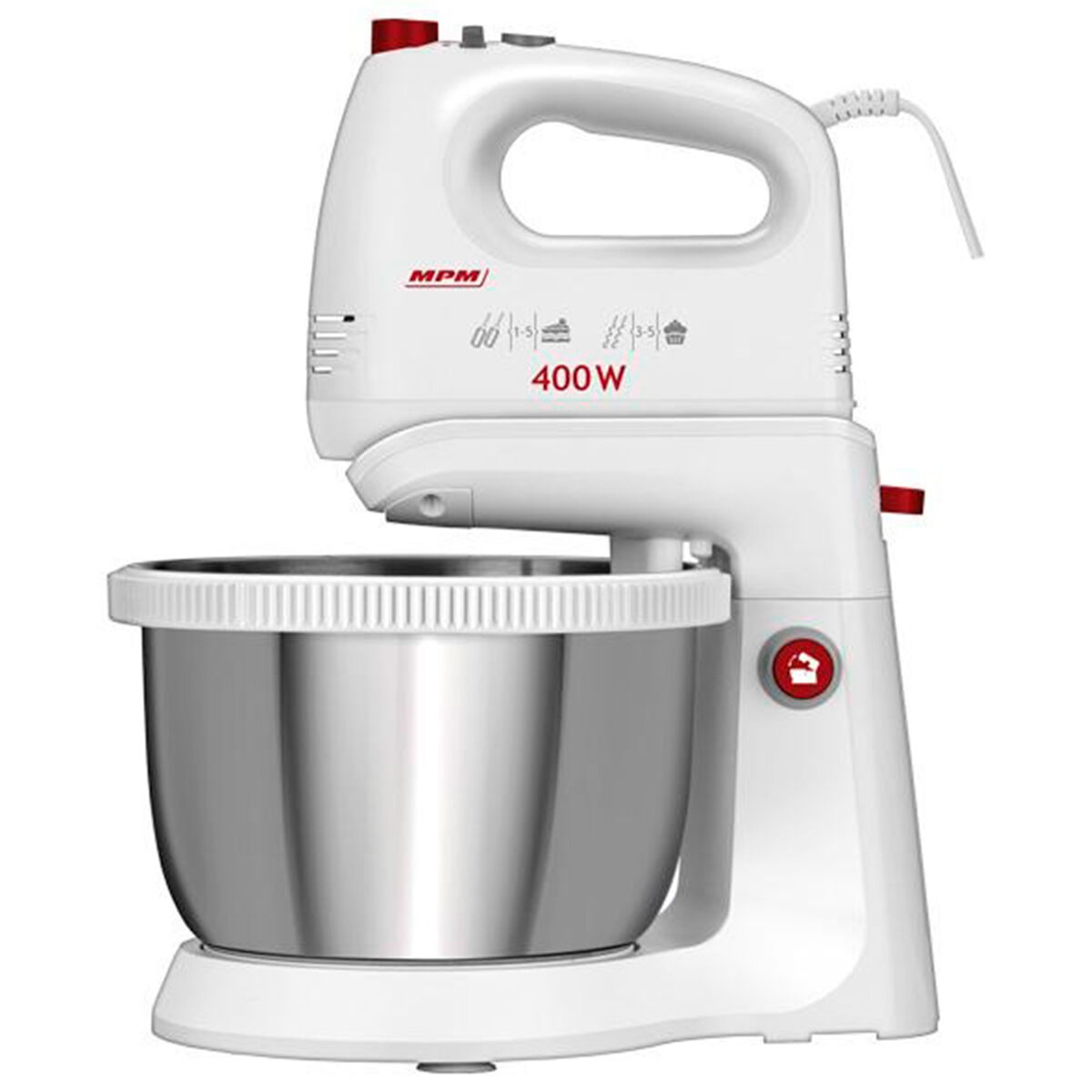 Mpm mmr-21z batedeira com taça rotativa 3,5 litros 5 velocidades + turbo, 400, branco