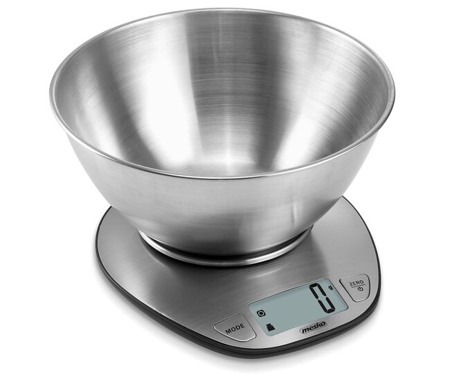 Mesko ms3152 balança de cozinha digital com tigela removível, inox, alta precisão, tare, , prata