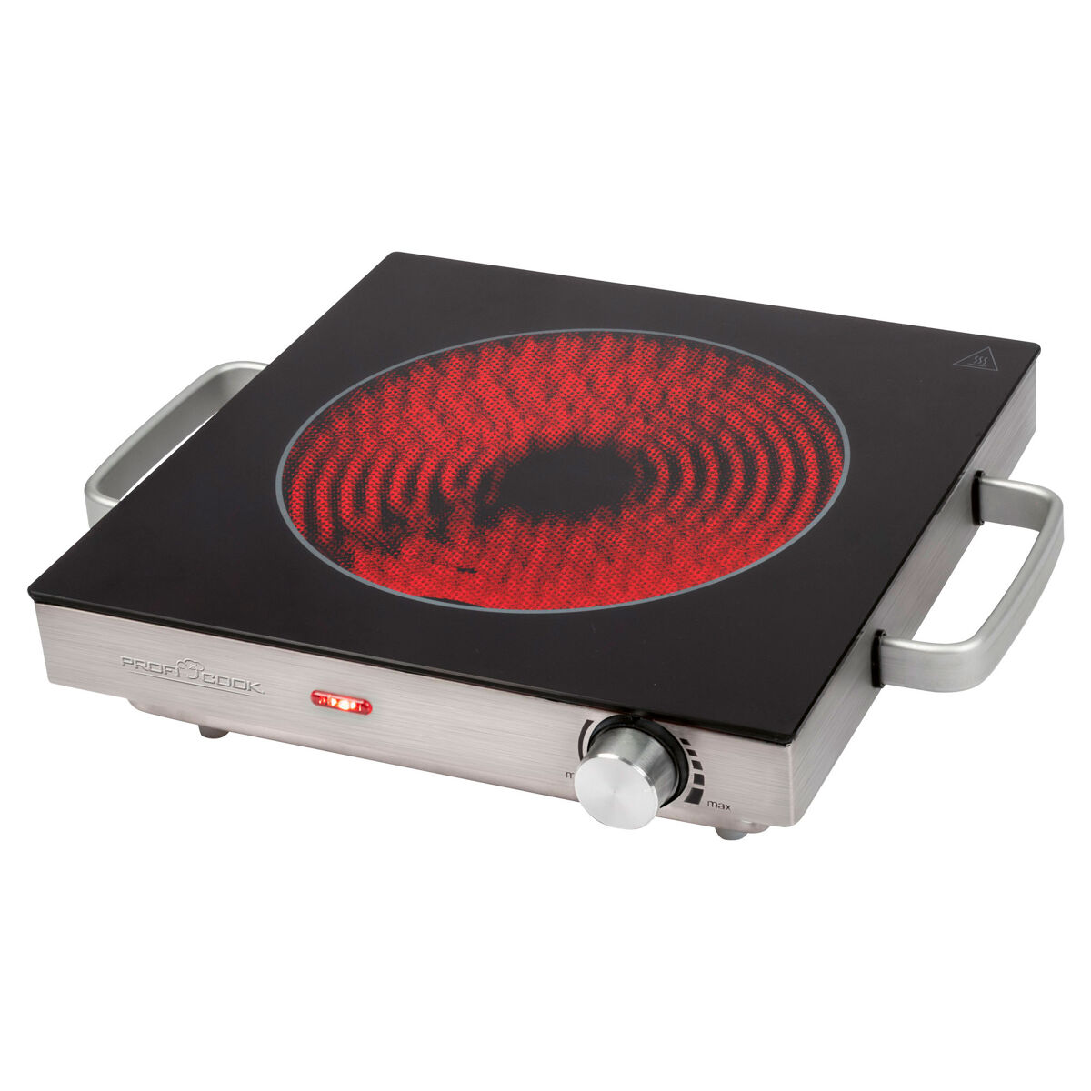 Proficook ekp 1210 placa électrique infravermelho, superfície cerâmica, portable, apropriado para todos os tipos tachos e panelas, caixa de acier inox, 2000, prata negra