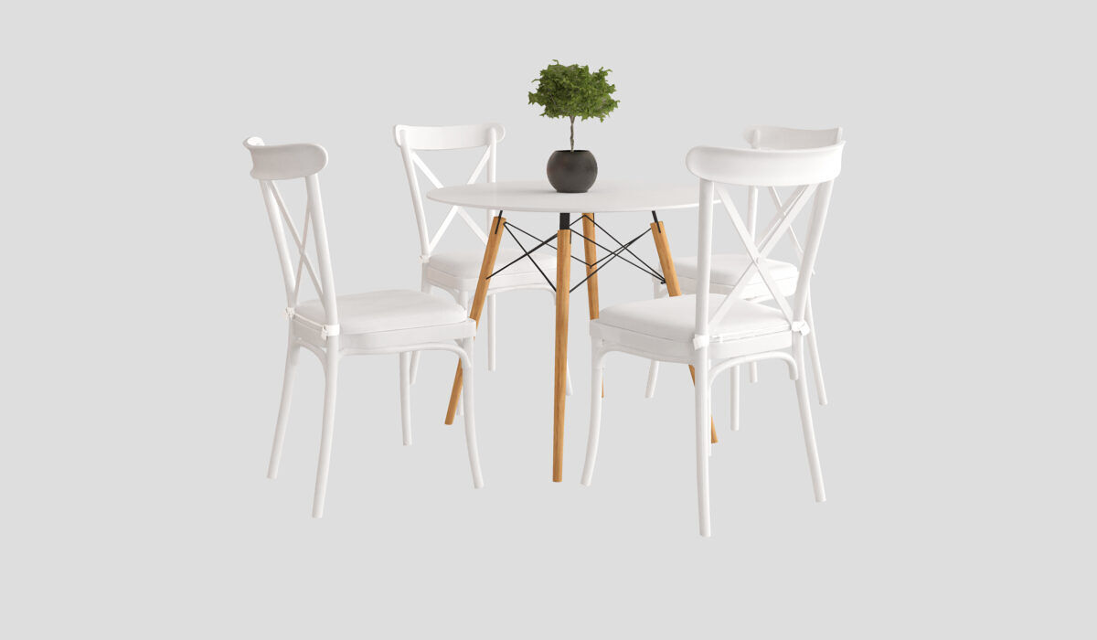 Conjunto 4 cadeiras de sala, brico (branco)