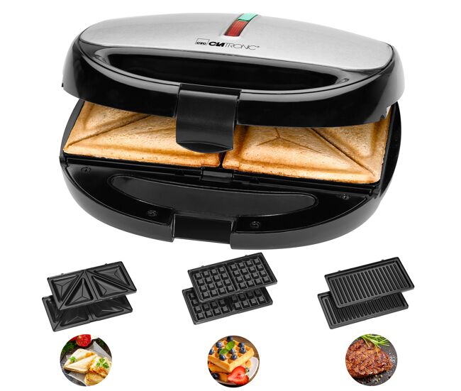 Clatronic st 3670 appareil à sandwich croque-monsieur, 800, prata negra