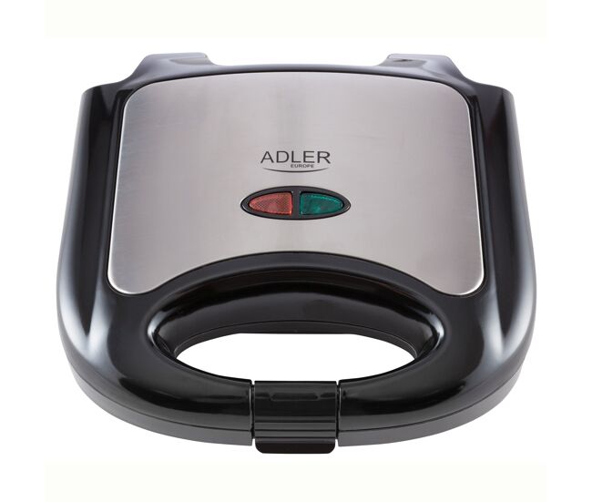 Adler ad3015 sanduicheira 4 sanduíches forma triangular, revestimento anti-aderente, temperatura automática, 850, prata negra