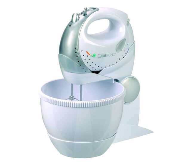 Clatronic hms 2739 batedeira com taça giratória 2,5l e varinha mágica em um, robô de cozinha, 5 velocidades + turbo, 250, gris blanc