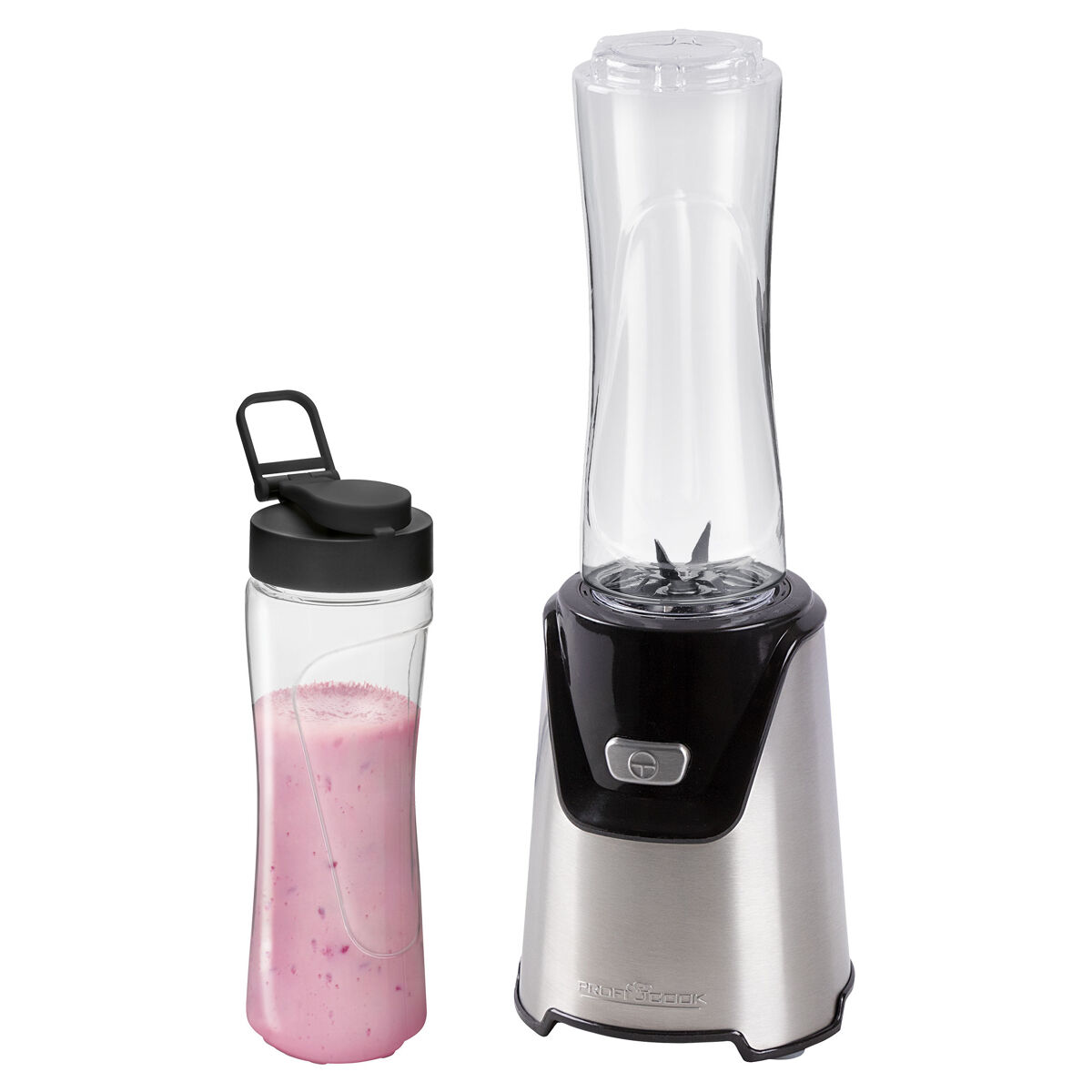 Proficook sm 1153 liquidificadora smoothie 2 garrafas portátiles, 0,6 litros, lâminas de acier inox, 400, prata