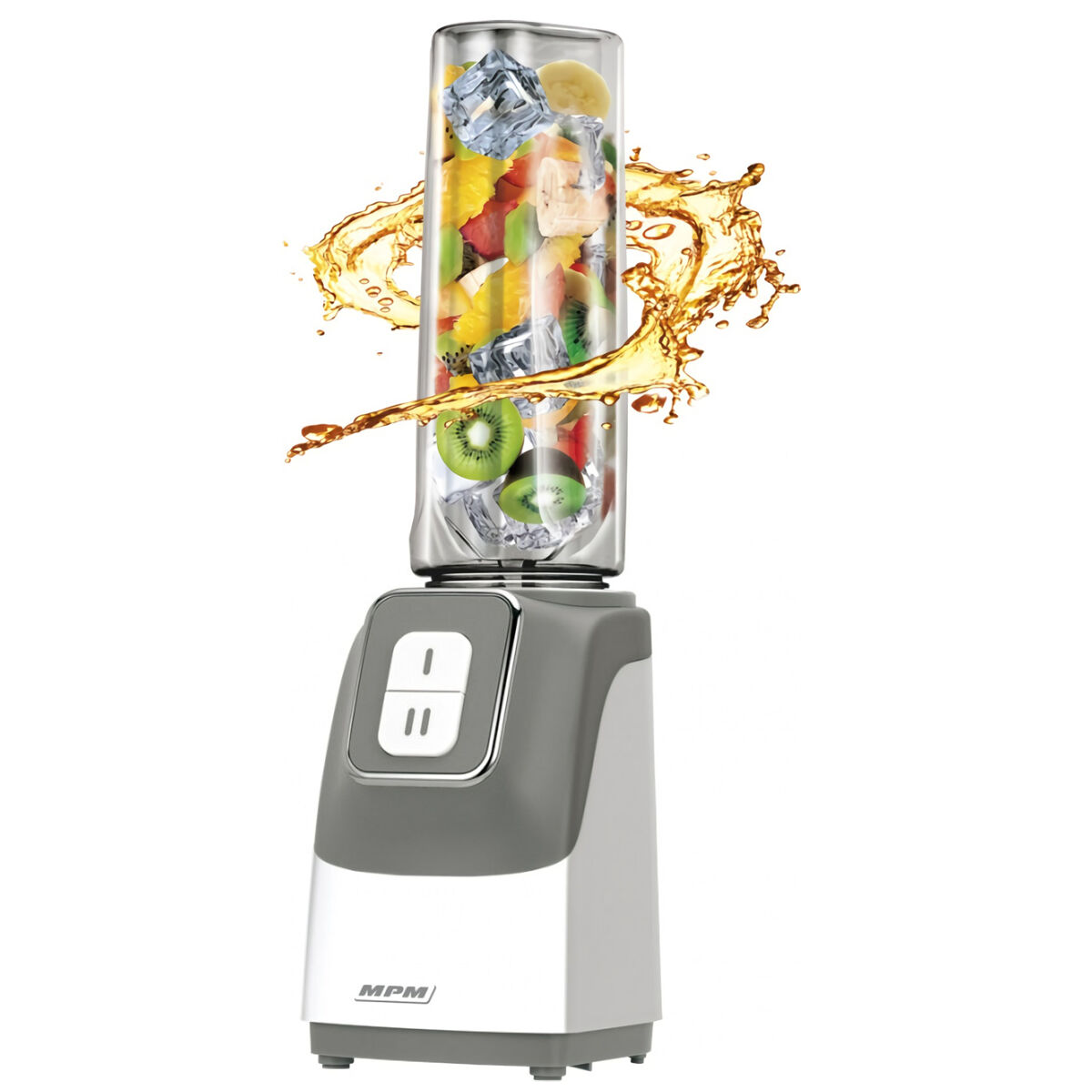 Mpm mbl-22 liquidificador, smoothie, 2 garrafas portátiles, 0,6l, sem bpa, 2 velocidades, 350, cinza branco