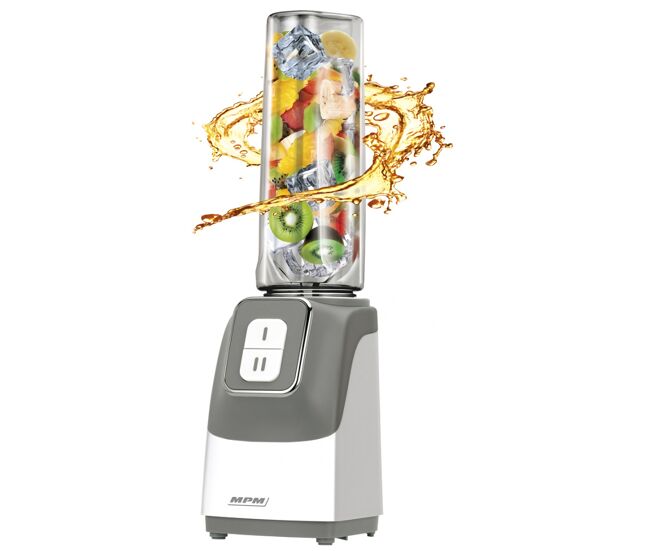 Mpm mbl-22 liquidificador, smoothie, 2 garrafas portátiles, 0,6l, sem bpa, 2 velocidades, 350, cinza branco